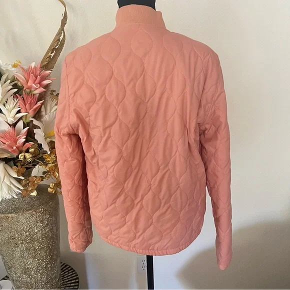 Obey Quilted Pink / Peach Embroidered Logo Puffer Jacket size Medium - Picture 4 of 12